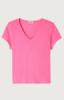 American Vintage, t-shirt V-hals, roze fluor