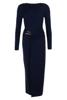 Freebird Jurk Donne LS Wv-Plain-26-1 Navy Blue