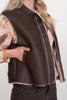 Geisha, 55847 Gilet imitatie lammy + zip, 775 brown/cream