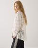Summum, Blouse lange mouw streep en kant, ivoor/zwart