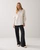 Summum, Blouse lange mouw streep en kant, ivoor/zwart