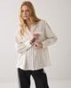 Summum, Blouse lange mouw streep en kant, ivoor/zwart