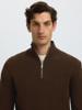 Selected Homme Trui met rits  16092601 Bruin