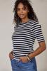 Studio Anneloes Luna stripe short slv pullover 91510 9011 black/off white
