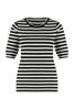 Studio Anneloes Luna stripe short slv pullover 91510 9011 black/off white