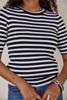Studio Anneloes Luna stripe short slv pullover 91510 9011 black/off white