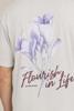 Kultivate, t-shirt met backprint Flower, lichtgrijs