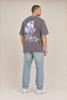 Kultivate, t-shirt met backprint Flower, grijs