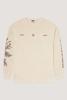 Kultivate, t-shirt lange mouw met prints, licht zand