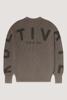 Kultivate, trui met mouw-rug print, taupe