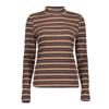Geisha, t-shirt mockneck streep met lurex, zand/bruin
