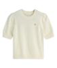 JOSH V Cream Katoenen T-shirt met Pofmouwen JV-2607-0203