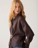 Summum, blouse lange mouwen met gesp, donkerbruin