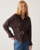 Summum, blouse lange mouwen met gesp, donkerbruin