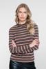 Geisha, t-shirt mockneck streep met lurex, zand/bruin