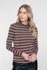 Geisha, t-shirt mockneck streep met lurex, zand/bruin