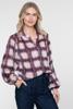 Geisha, blouse ruit met lurex, off-white/rood