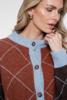 Geisha, vest argyl ruit, bruin/blauw