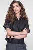 Geisha, top/blouse korte mouw met sjaal, donkerbruin