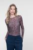 Geisha, mesh top lange mouwen, bruin dessin