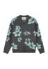 Dstrezzed, trui met bloemprint en v-hals, grijs/groen