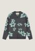 Dstrezzed, trui met bloemprint en v-hals, grijs/groen