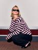 Catwalk Junkie, longsleeve streep, bruin/roze