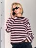 Catwalk Junkie, longsleeve streep, bruin/roze