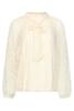 Smashed Lemon Blouse met kant en strikhals 26722 Off-White