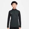 Nike academy voetbaltrainingstop met dri-fit, lange mouwen en korte rits voor kids
