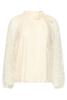 Smashed Lemon Blouse met kant en strikhals 26722 Off-White