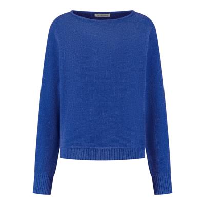In Shape, trui chenille met metallic draad, kobaltblauw