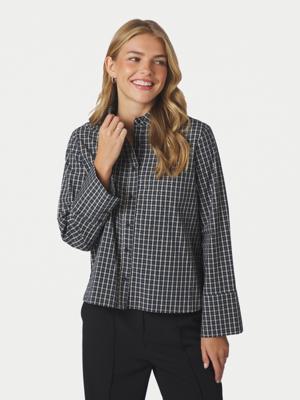 Neo Noir, blouse in een ruit met steentjes, blauw