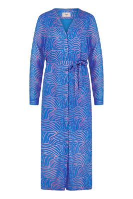 Freebird Jurk Deniz Maxi Wv-Zebra-Chiffon-24-1 zebra Blue