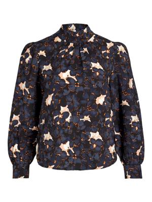Vila gebloemde blouse VIDOGMA  14092605 donkerblauw/zwart/ecru