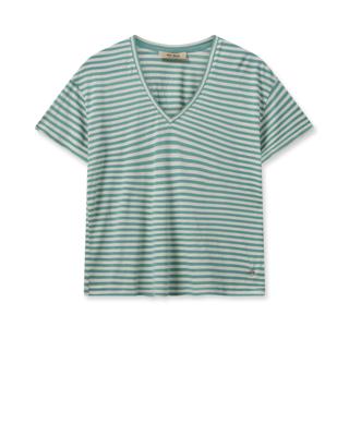 Mos Mosh MMJill V-SS gestreept T-shirt 159200.762 wasabi