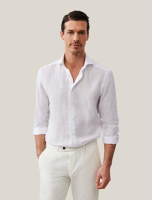 Cavallaro Napoli Overhemd 110241021 Linnen Wit