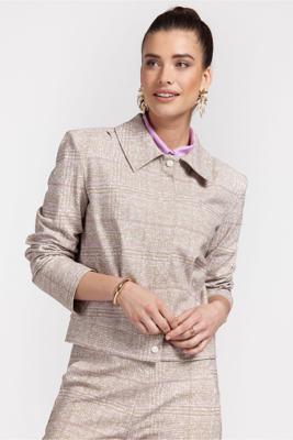 Studio Anneloes Goldie bonded check jacket  09928 1116 offwhite/clay
