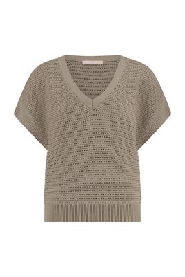 Studio Anneloes Top Chiara V-neck crochet 10000 1600 Clay