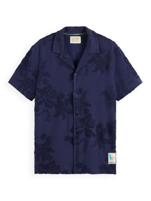 Scotch Overhemd Korte Mouw Terry Jacquard 177056 Navy Blue