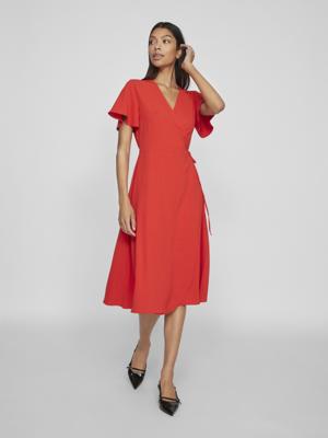 Vila  Wikkeljurk Shorttsleeve 14059666 Poppy Red