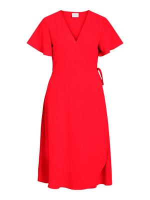 Vila  Wikkeljurk Shorttsleeve 14059666 Poppy Red