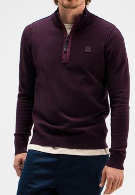 Butcher of Blue, trui met opstaande kraag en rits, aubergine
