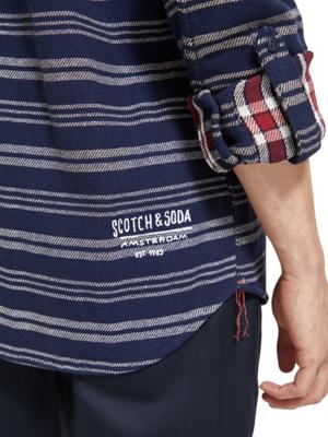 Scotch & Soda Double-face Twill check overshirt blauw 174530