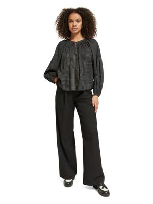 Scotch & Soda Balloon sleeve polka dot blouse Zwart 174852