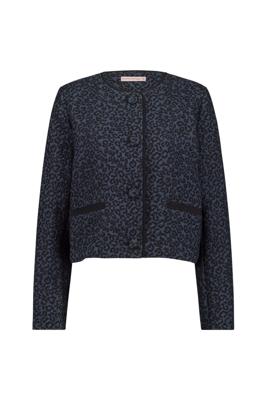 Studio Anneloes Alize jacquard leopard jacket 12240 6690 Light Blue/Black