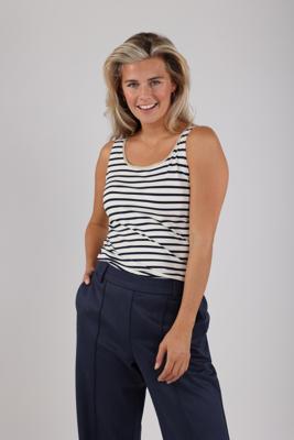 Nukus Top Juba  Stripe | Offwhite/Navy
