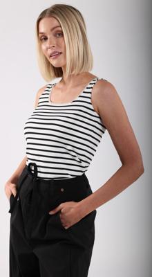 Nukus Top Juba Stripe | Off-white/Black