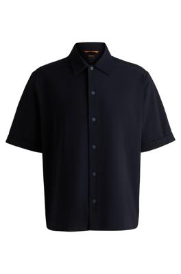 BOSS Dress Wafel Shirt Korte mouw 50538757 Blauw