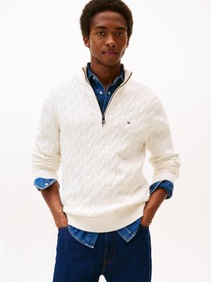 Tommy Hilfiger Kabelgebreide trui MW0MW36532Z00 Ivory Petal